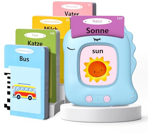 VISATOR Sprechende Lernkarten Kinderspielzeug Sprechende Deutsch 224 Wörter | Sprachförderung Cards Für Kinder Jungen Mädchen Autismus 112 Blätter Lernspielzeug Lernen Ab 3 4 5 6 Jahre