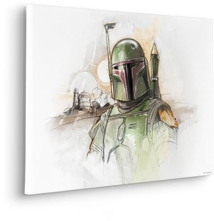 Komar Keilrahmenbild - Star Wars Boba Fett Sketch - Größe: 60 x 40 cm - Kinderzimmer, Wanddekoration