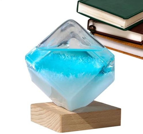 Baromètre météo en verre tempête - Compteur météo Cube de bouteille | Décoration de bureau pour la maison ou le bureau, décoration de table prédisant les changements