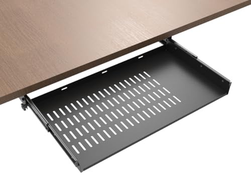 JINGCHENGMEI Laptop-Halterung mit Lüftungsschlitzen, 53,3 cm (21 Zoll), ausziehbare Ablage für Laptop unter dem Schreibtisch, 53,3 cm (21 Zoll)