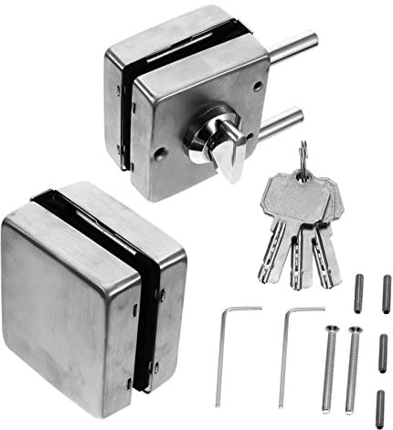 DECOMELODY Glastürschloss Aus Edelstahl Doppel Offene Rahmenlose Tür Haspen Für Glastürschlösser Robust Und Rostgeschützt Installieren Bedienen