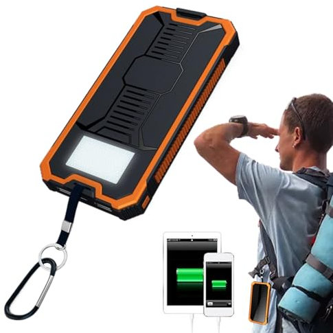 Solar Panel Power Bank | Portable Power Bank,20000mAh Wireless Charger with Flashlight, Fast Charging Device for Outdoor Travel Camping