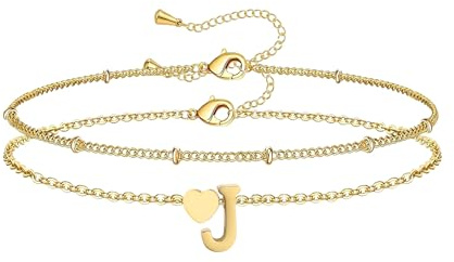 HSWYFCJY Armband Damen Silber Gold Buchstaben Armbänder Armkette Damen Edelstahl Armband Set Schmuck Geschenke Für Frauen