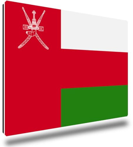 TRIOSK Kühlschrankmagnete Länderflaggen Magnet Flagge Oman Reise Souvenir Geschenk für Reiseliebhaber Weltenbummler Kühlschrank stark eckig groß 85x55 mm