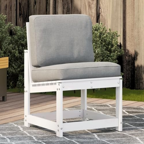 Mandloder Gartenstuhl Weiß aus massivem Kiefernholz, 50,5x55x77 cm, Holz Gartensessel für Außenbereich, Terrasse, Balkon, Veranda, Robuster Loungesessel, Outdoor Furniture