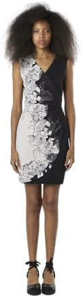 Koroshi Kleid für Damen, kurz, gekreuzt, Blumendruck, Schwarz, Schwarz , X-Large