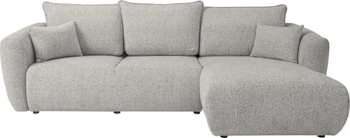 WFL GROUP L-Form Ecksofa – Rechts – Modernes Sofa mit Schlaffunktion und Bettkasten – Liegefläche 210 × 140 cm – Grau Strukturstoff Chenille