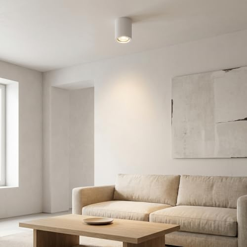 BARCELONA LED Gips Deckenstrahler GU10 Einbauleuchte Weiß Trimless Rahmenlos Kleine Deckenlampe Minimalistisch Nordisch Überstreichbar für Wohnzimmer Schlafzimmer Hotel