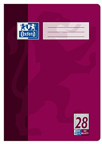 Oxford Schulheft A4, 32 Blatt, Lineatur 28, kariert, bordeaux