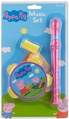 HTI & Games Peppa Pig Kids Musical Set with Tambouriner and Recorder for Children Boys & Girls Aged 3+