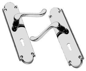 OriginalForgery Victorian Scroll Chrome Door Handles with Keyhole