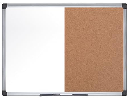 MasterVision Maya Combination Board, Dry Erase/Cork Bulletin Board, 18 x 24, Whiteboard/Cork Board with Aluminum Frame