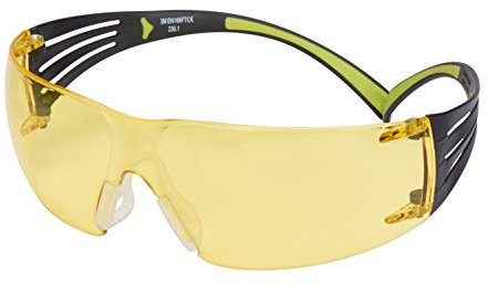 3M SF403AF Schutzbrille SecureFit, Gelb, Rahmen Schwarz/Grün