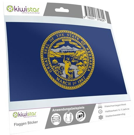 Kiwistar - Aufkleber - Nebraska Lincoln - Bundesstaat USA Autoaufkleber Sticker State Flagge