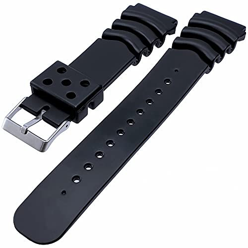 Talk Time Heavy Duty Black Rubber Divers Watch Strap Seiko Compatible Z20 20mm