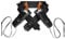 Amakando Pistolenholster doppelt Cowboygürtel schwarz Revolver Halterung Western Waffengürtel Gangster Colt Halfter Country Party Karneval Zubehör
