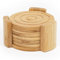 Woodluv Set of 6 Round Wooden Coasters With Holder, Heat & Water Resistant Mat For Coffee Beer Mug Wine Glass Bottle