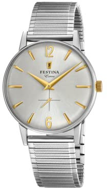 Festina Herren Analog Quarz Uhr mit Edelstahl Armband F20250/2