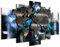 B&D XXL - Weltkarte Bilder Abstrakte Landkarte XXL 225x112 cm 5 tlg Wand Deko Leinwand Bilder Groß Wanddeko Wohnzimmer Schlafzimmer Kunstdrucke Panoramabild - Kontinente Türkise Farbe k-A-0017-b-p