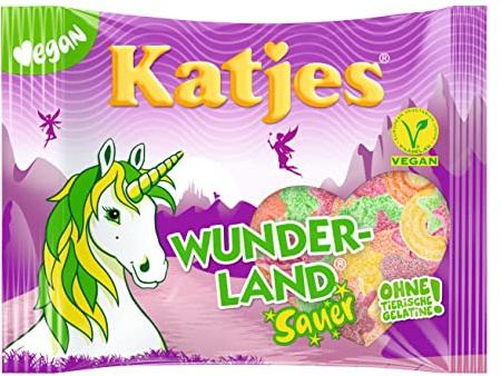Katjes Wunderland – Saure Fruchtgummi Süßigkeiten – In magischen Formen und Farben – Alles Veggie (1 x 200g)