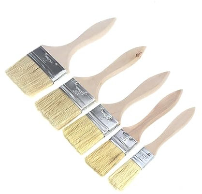 ROSENICE Lot de 5 pinceaux à peinture avec manche en bois pour murs et meubles