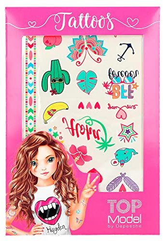 TOPModel - Metallic Tattoos, niedliche Motive zum Aufkleben auf die Haut, 2 Bogen mit über 40 Tattoos