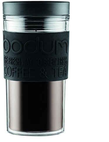 BODUM - 11684-01S - Mug de voyage isotherme en plastique -couvercle à vis - hermétique - 0.35 l - Noir
