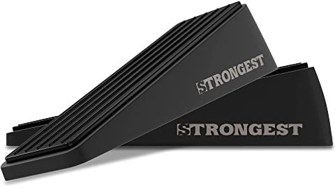 Strongest Home Schwerlast-Türstopper 2er-Set aus hochwertigem Zink und Gummi - für alle Türen und Böden geeignet - plus 2 selbstklebende Wandschoner(Schwarz)