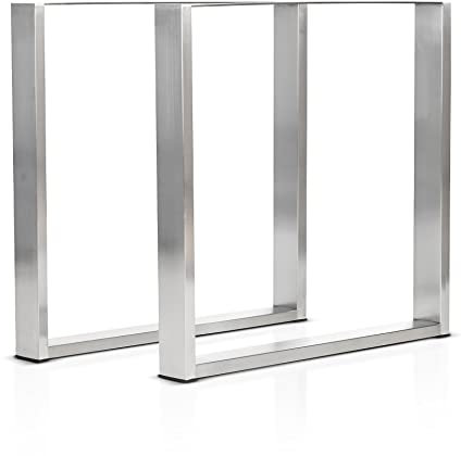 mina concept 1-2 Tischkufen Edelstahl – Tischgestell U-förmig – Außenmaße 70 x 72cm – Profil 80 x 20 mm – 2 Stück