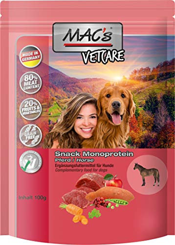 Mac's Hundefutter getreidefrei Mono Snack Pferd, 3er Pack (3 x 100 g)
