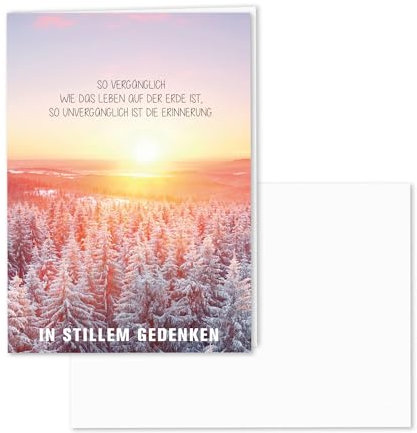 younikat Würdevolle Trauerkarte mit Umschlag I DIN A6 I Natur-Papier I Matt I Beileidskarte Kondolenzkarte mit Natur-Motiv I hochwertig, modern I In stillem Gedenken dv501