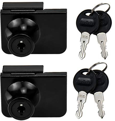 LC LICTOP Cerradura de puerta de cristal de aleación de zinc sin taladro, cerradura doble para vitrina con llaves (409 llaves iguales), juego de 2