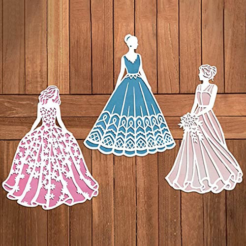 3 STÜCKE Schöne Fee Mädchen Prinzessin stirbt für Kartenherstellung DIY Scrapbooking Metall Stanzformen für Papierherstellung Prägeschablone Stanzformen Stanzschablone Form Kunsthandwerk