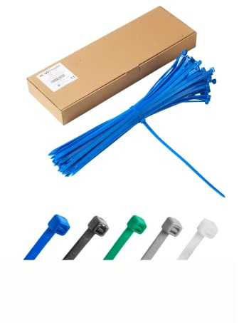 Kabelbinder 100 Stück Blau, 400 mm x 7,6 mm, UV-Beständige Mehrzweck-Kabelbinder für den Einsatz im Außen- und Innenbereich, Kabelmanagement für Haus, Büro, Garten, Garage, Werkstatt, Zäune