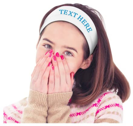 Personalisiertes Individuell Besticktes Stretch-Stirnband Mit Text (Weiß)