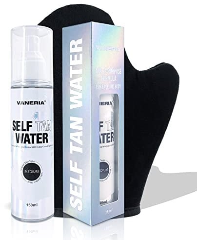 VANERIA Autobronceador en Spray, Bronceador sin sol con aplicador profesional para una fácil aplicación, bronceado rápido, autobronceador al agua de aspecto natural bronceado dorado medio, 150ml