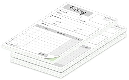 PRICARO Auftragsblock mit Durchschlag Blätter, A5 gelocht, 3 Stück