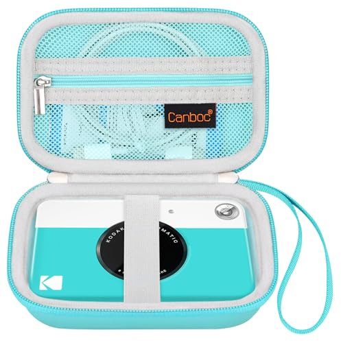 Canboc Hard Carrying Case for KODAK Printomatic Digital Instant Print Camera, Zipper Mesh Bag fit Photo Paper, Cable, Green