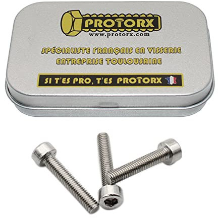 Vis Btr M3 x 16mm - Boite 30 Pcs CHC Inox Tête Ronde | Rondelle Ecrous Metal | 6 Pans Creux Tête Cylindrique Acier A2 Anti-Rouille - DIN 912 | Boite Rangement PROTORX
