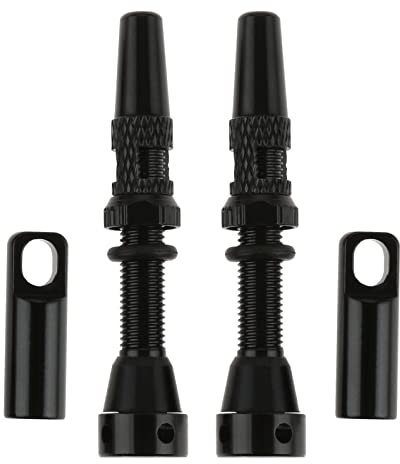 DRELD 2 Stück Fahrrad Tubeless 44mm, 1 Paar Presta Tubeless Ventile, MTB Tublessventiel, Fahrrad Tubeless Presta Aluminiumlegierung, Tubeless Presta Ventilschaft (44mm Schwarz)