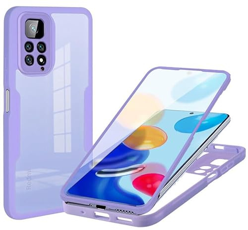 betterfon 360 Grad Hülle Kompatibel mit Xiaomi Redmi Note 11 | Handyhülle mit eingebautem Displayschutz für Redmi Note 11 | Lila