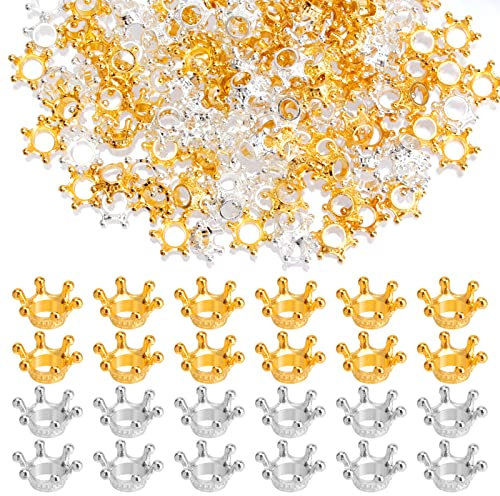 160 Stück Kleine Goldene Kronen Tischdeko Gold Krone Deko Mini Crown Krone für Armbänder DIY Handwerk 3D Krone Anhänger Charms Krone (80 Gold und 80 Silber)