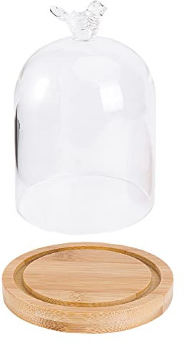 PRETYZOOM Cloche Jar Terrarium Display Dome Glass Container with Lid Bell Dome Glass Containers Bell Jar Display Case Flower Glass Dome Spell Jars Cake Pan with Lid Wooden Desktop Glass Jar