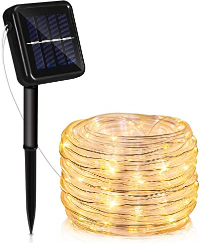 Jopassy Solar Lichterkette Aussen 30M 300LED, Lichtschlauch Außen Innen 8 Modi Lichtschlauch für Weihnachten, Party. Wasserdicht Außenlichterkette- Warmweiß