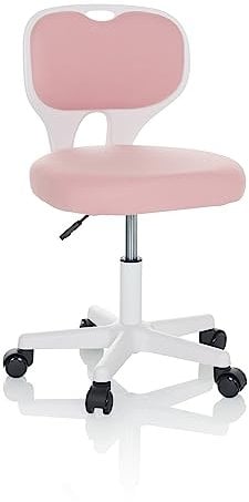hjh OFFICE Kinder Schreibtischstuhl KIDDY TOP W Kinderbürostuhl Stoff Drehstuhl, mitwachsend, Rosa, 736425