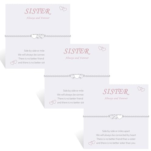 MANVEN 2/3 Stück Schwester Armband Schwester Geschenk Passende Armbänder für Schwestern Herz Armband aus 316L Edelstahl Geschenk für Große Schwester Schwester Geburtstag Kinderarmband
