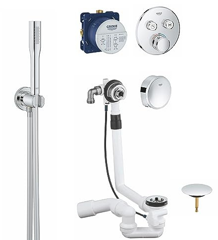 GROHE SmartControl - Dusch- Komplettset (inkl. Wannenfüll Ab- & Überlaufgarnitur, Unterputz-Einheit, Wandhalterset & Thermostateinheit), rund,chrom