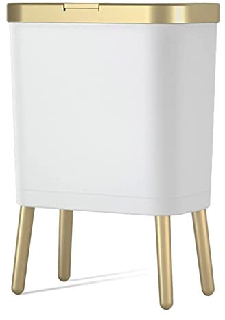 Poubelle Salle Bain Poubelle De Salon Poubelle De Luxe Pour Salle De Bain Poubelle En Plastique Créative À Haut Pied Avec Couvercle Poubelles Cuisine (Color : Bianco, Size : 33.2 * 19.6 * 48.5cm)