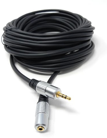 DRUT 10m 3.5mm Stereo Jack to Socket Extension AUX Lead Male to Female 1/8'' Cable Gold Connectors (33ft.)