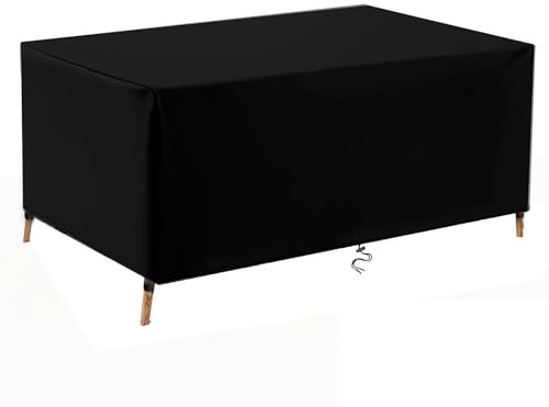 TopIdea Gartenmöbel Abdeckung Wasserdicht Winterfest Multi Größe Schwarz Abdeckplane Gartenmöbel 600D Rechteckig Schutzhülle Gartenmöbel Abdeckung Sets Tische und Stühle 260x200x75cm